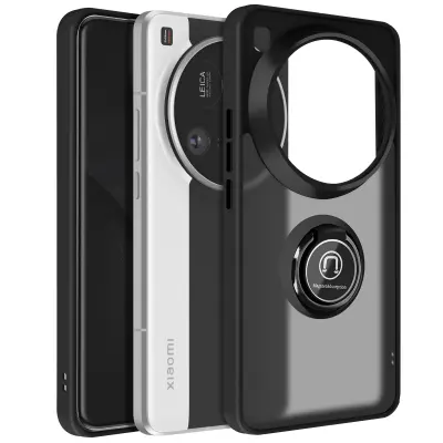 Ohišje za Xiaomi 15 Ultra Magnetic Ring prozoren hrbet, Črna