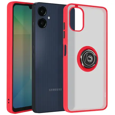 Ovitek za Samsung Galaxy A06 Kovinski obroč Video držalo, Rdeča