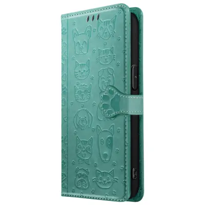 Ohišje za iPhone 16e Design Cat and Dog Wallet Clap, Zelena