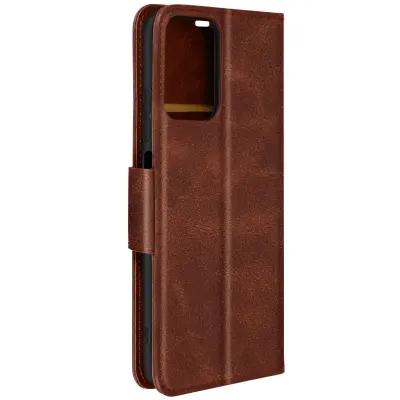 Torbica s preklopom za Motorola Moto G24 / G04 Gladka teksturirana denarnica Flap, Rjava