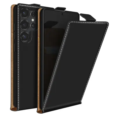 Navpično ohišje za Samsung Galaxy S25 Ultra z držalom za kartice, Črna