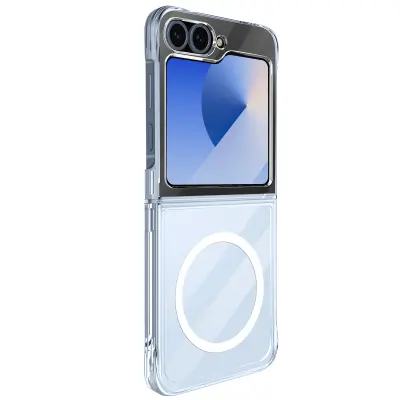 Magsafe ohišje za Samsung Galaxy Z Flip 6 Hibridni vogali, odporni na udarce, Prozorno