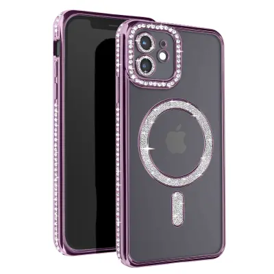 Diamond Case za iPhone 12 Zaščita MagSafe Contour Strass, Vijolična