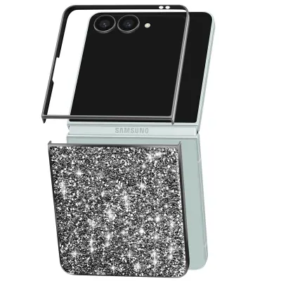 Ovitek za Samsung Galaxy Z Flip 7, bleščeč, svetleč, ultra eleganten, Črna