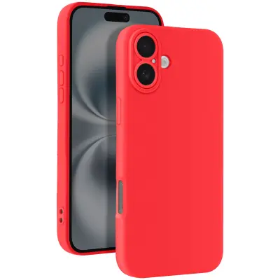 Ohišje za iPhone 16 Silikonsko gladko ohišje z zaščiteno kamero, Rdeča