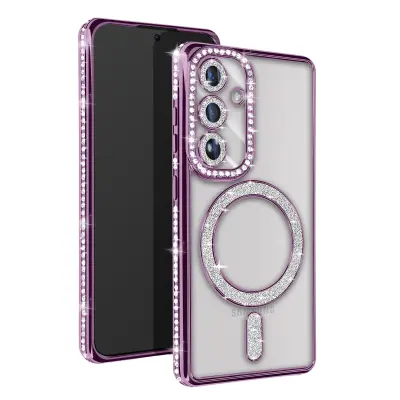 Diamantno ohišje za Samsung Galaxy S24 Plus MagSafe Contour Strass, Vijolična