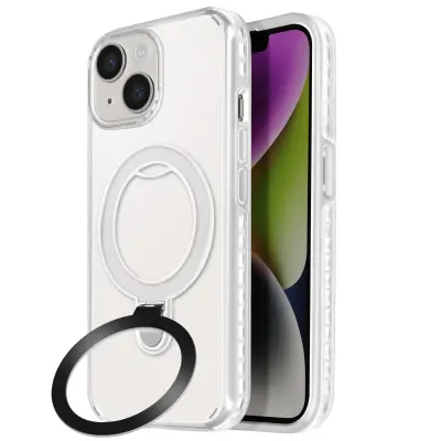 MagSafe ohišje za iPhone 14 in 13 Odporno na udarce s stojalom, Bela