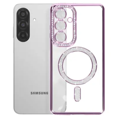 Diamantno ohišje za Samsung Galaxy A26 MagSafe Obris Strass, Vijolična