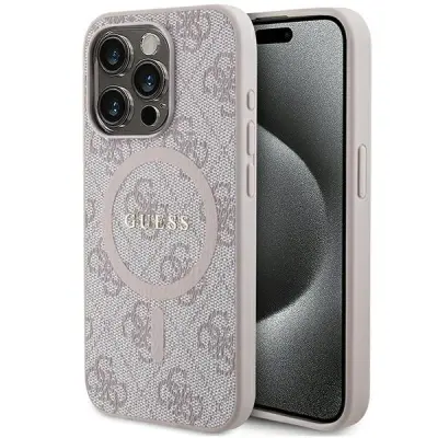 GUESS GUHMP14XG4GFRP IPHONE 14 PRO MAX6.7 RÓŻOWY/PINK HARDCASE 4G COLLECTION LEATHER METAL LOGO MAGSAFE