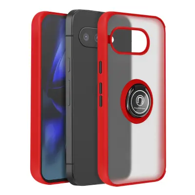 Ovitek za Google Pixel 9a Magnetni obroč Prozoren hrbet, Rdeča