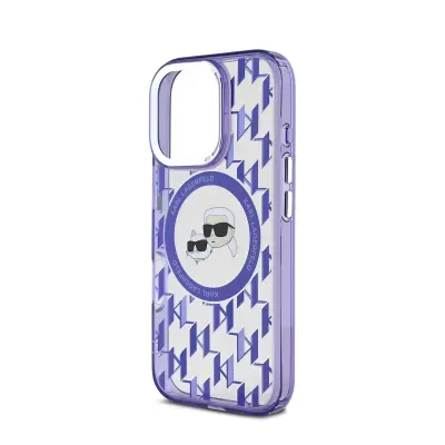 Karl Lagerfeld, Ohišje za iPhone 16 Pro, združljivo z glavama MagSafe IML Monogram serije K in CH, Vijolična