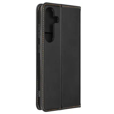 Torbica s preklopom za Samsung Galaxy S24 Denarnica z magnetno zaponko - Umetno usnje, Črna