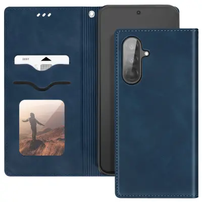 Ohišje za Samsung Galaxy A56 Denarnica Video podpora, Modra noč