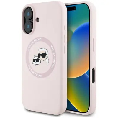 SILIKONSKI OVITEK KARL LAGERFELD DVOJNE GLAVE IN KROŽEK ZA IPHONE 16