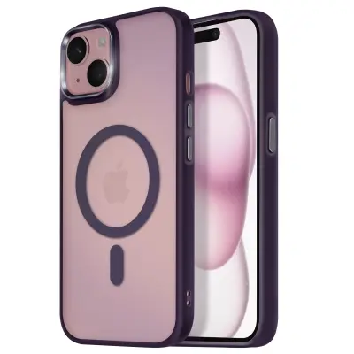 Ohišje MagSafe za iPhone 15 Plus in 14 Plus Back Pad Frosted Outline, Vijolična
