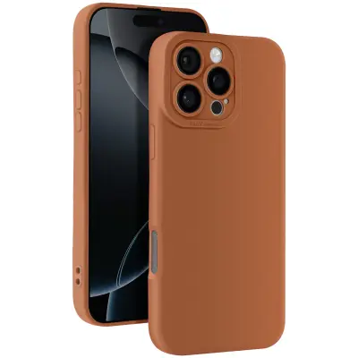 Ohišje za iPhone 16 Pro Max Silikonsko gladko zaščiteno ohišje za kamero, Rjava