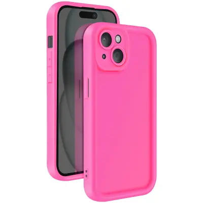 Ohišje za iPhone 15 Silikon Mehak dotik Dvignjene meje, Fuksija