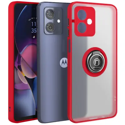Pokrov za Motorola Moto G54 Kovinski obročni video nosilec, Rdeča