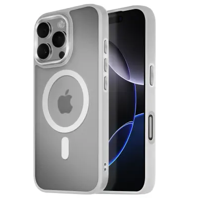 Ohišje MagSafe za iPhone 16 Pro Hrbtna podloga Frosted Obris, Siva