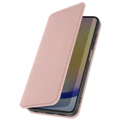Ovitek za Galaxy A25 Držalo za kartice Video Support Magnetic Flip, Šampanjec roza