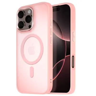 Ohišje MagSafe za iPhone 16 Pro Max Back Mat Frosted Obris, Roza