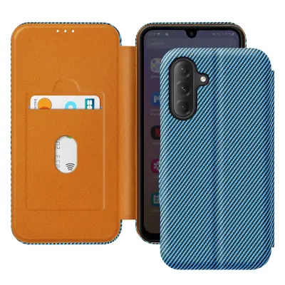 Karbonski primer za Samsung Galaxy A26 imetnik kartice Anti-RFID Podpora, Modra