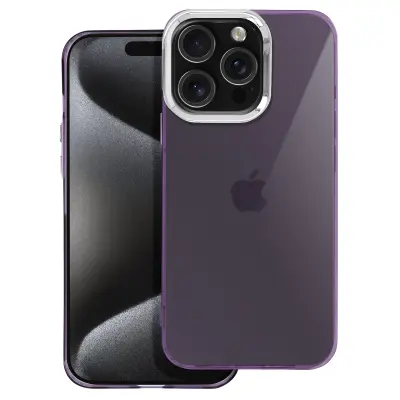 Ovitek za iPhone 16 Pro Soft Case Smoked Design Kovinski okvir fotoaparata, Vijolična