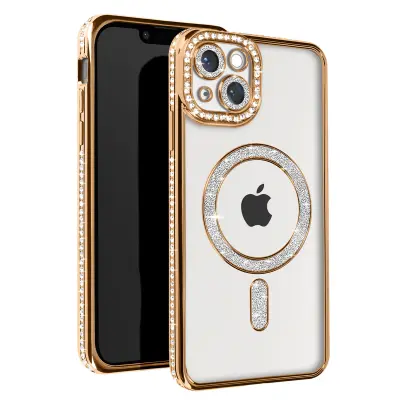 Diamond Case za iPhone 13 Zaščita MagSafe Contour Strass, Zlata