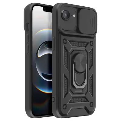 Ohišje za iPhone 16e Bague Magnétique Protection caméra, Črna