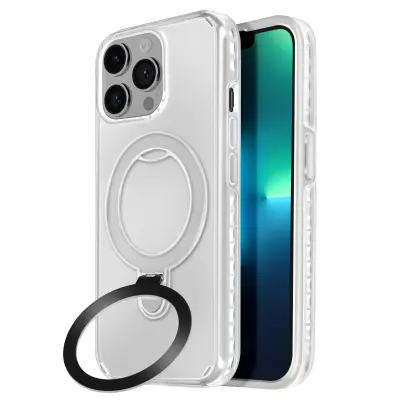 Trdo ohišje MagSafe za iPhone 13 Pro Max z zložljivim stojalom, Bela