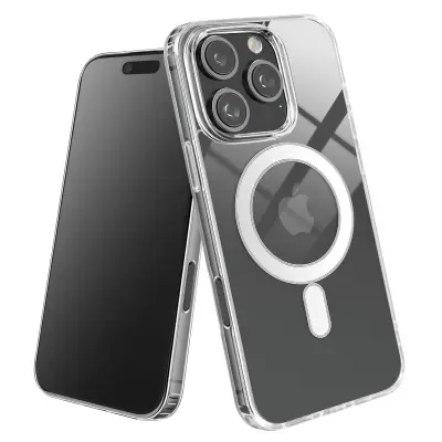 MagSafe ohišje za iPhone 16 Pro Odporno na udarce z ojačenimi vogali, Prozorno