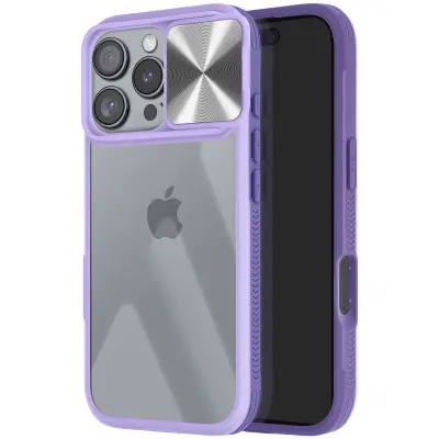 Ovitek za iPhone 16 Pro Max Drsni ovitek kamere QI združljiv, Vijolična