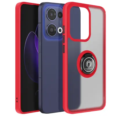 Ohišje za Oppo Reno 13 Magnetni obroč prozornega hrbta, Rdeča