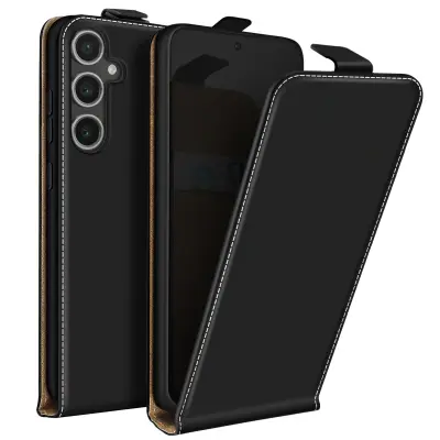 Navpično ohišje za Samsung Galaxy S24 FE z držalom za kartice, Črna