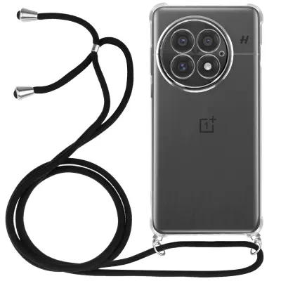 Ohišje za OnePlus 13 silikonsko, odporno na udarce, z opleteno vrvico, Prozorno