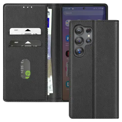 Ohišje za Samsung S25 Ultra Clamshell Wallet and Video Holder, Črna