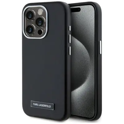 OVITEK KARL LAGERFELD MAGNETNI ZA IPHONE 15 PRO MAX S KOVINSKO PLOČICO