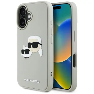 KARL LAGERFELD GUMIJASTI OVITEK DOUBLE HEADS ZA IPHONE 16 ZAŠČITNA S 3D DIZAJNOM