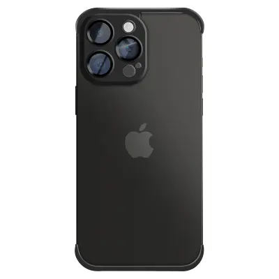Silikonski ovitek za iPhone 14 Pro z ojačanimi vogali in blokom kamere, Črna