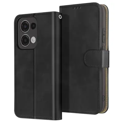 Ohišje za Oppo Reno 13 Denarnica z magnetno ploščico, Črna