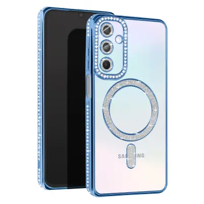 Diamantno ohišje za Samsung Galaxy A15 MagSafe Contour Strass, Svetlo modra