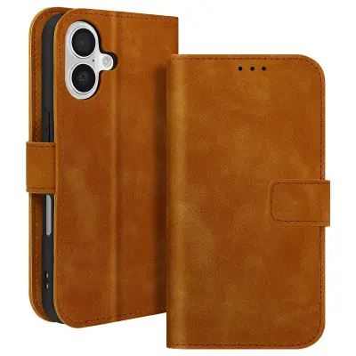 Ohišje za iPhone 16 Plus Wallet Flap Video Holder, Rjava