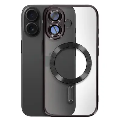Ohišje MagSafe za iPhone 16 Plus Silikonski kromirani okvir, Črna