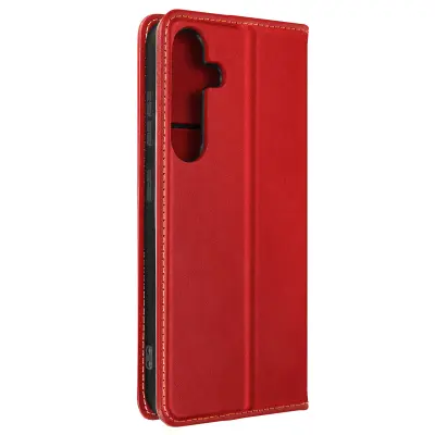 Torbica s preklopom za Samsung Galaxy S23 FE Denarnica z magnetno zaponko - Umetno usnje, Rdeča