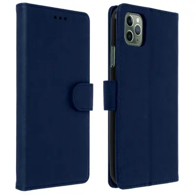 Torbica za Apple iPhone 11 Pro Denarnica z nosilcem za videoposnetke, videz Craquelé, Modra noč
