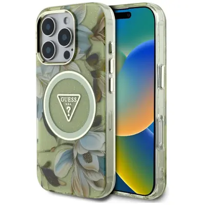 OVITEK GUESS IPHONE 16 PRO MAX V VZORCU ROŽIC Z MAGNETNIM ZAPIRANJEM