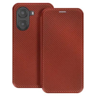 Karbonsko ohišje za Xiaomi Poco X7 Pro Card Holder Video podpora, Temno rjava