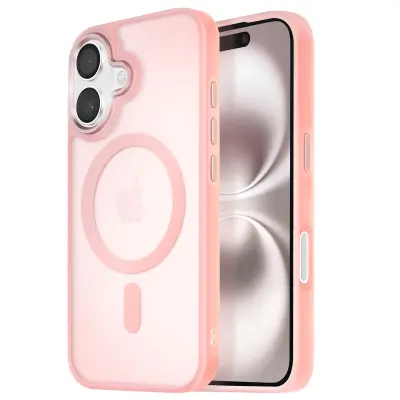 Ohišje MagSafe za iPhone 16 Hrbtna podloga Frosted Obris, Roza