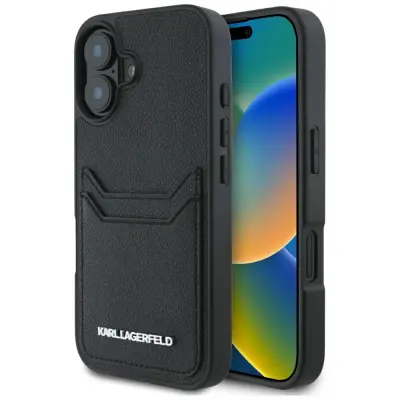 OVITEK KARL LAGERFELD ZA IPHONE 16 HC ZRNATA REŽA ZA KARTICE PU, KOVINSKA