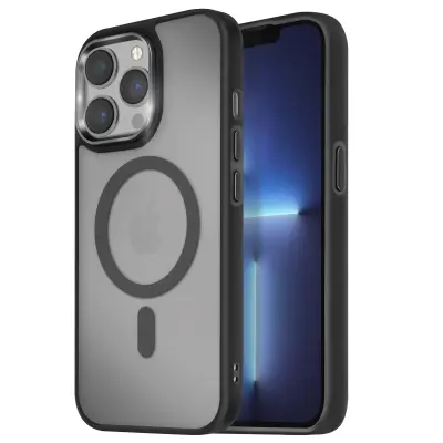 Ohišje MagSafe za iPhone 13 Pro Max Back Mat Frosted Obris, Črna